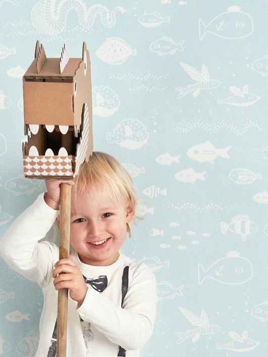 Majvillan, tapet till barnrummet The big blue, dusty turquoise