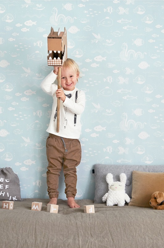 Majvillan, tapet till barnrummet The big blue, dusty turquoise - Bild 2