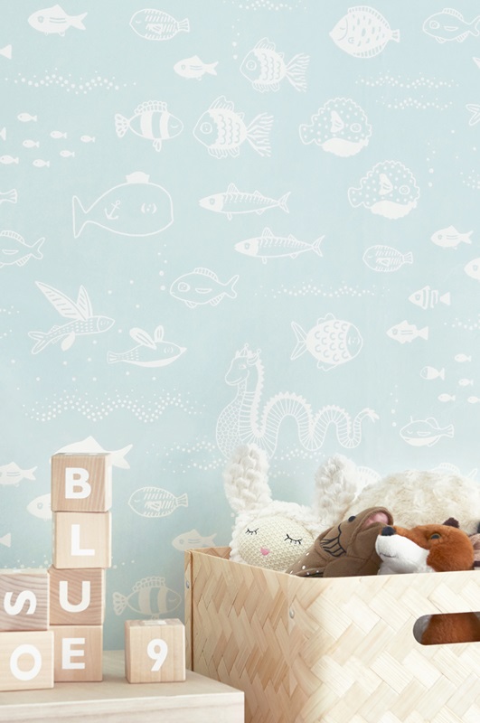 Majvillan, tapet till barnrummet The big blue, dusty turquoise - Bild 3