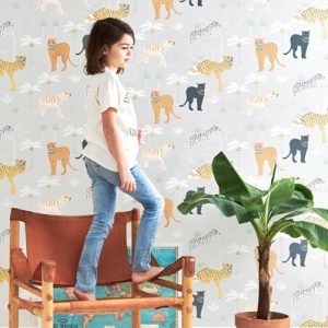 Majvillan, tapet till barnrummet Black panther, light grey