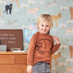 Majvillan, tapet till barnrummet Black panther, twilight blue