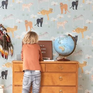 Majvillan, tapet till barnrummet Black panther, twilight blue