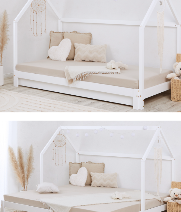 Vit hussäng 90x200 med en utdragbar extra säng