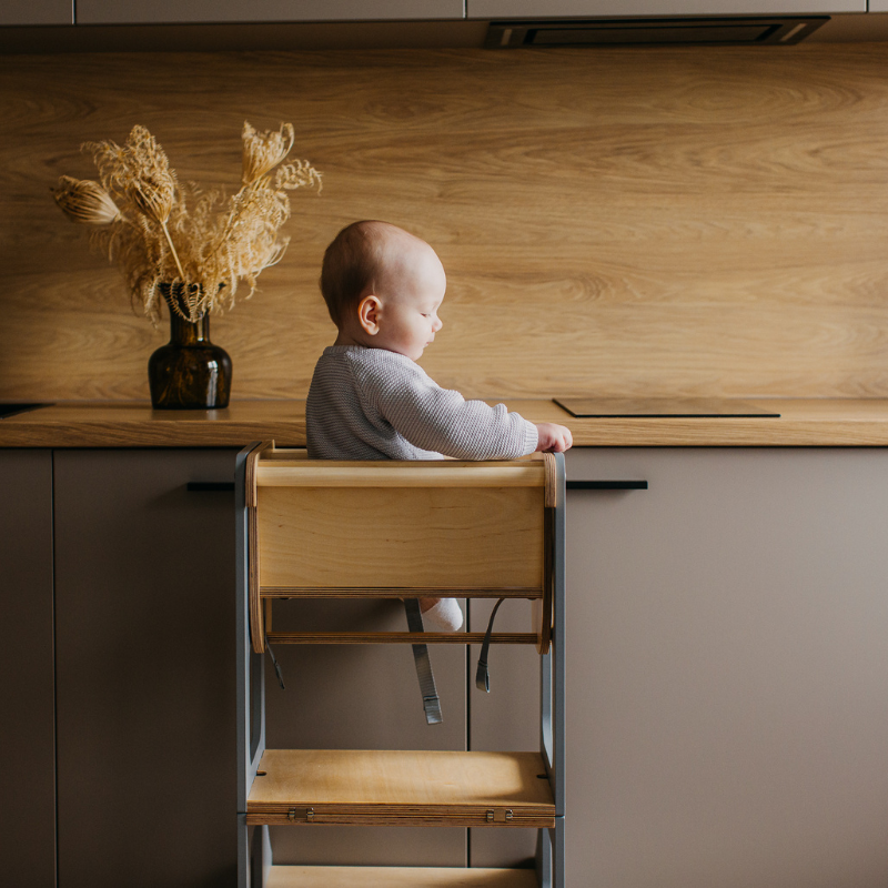 Duck Woodworks, hopfällbar kökspall med barnstol - Bild 12