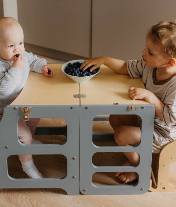 Duck Woodworks, hopfällbar kökspall med barnstol