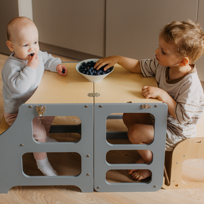 Duck Woodworks, hopfällbar kökspall med barnstol - Bild 2