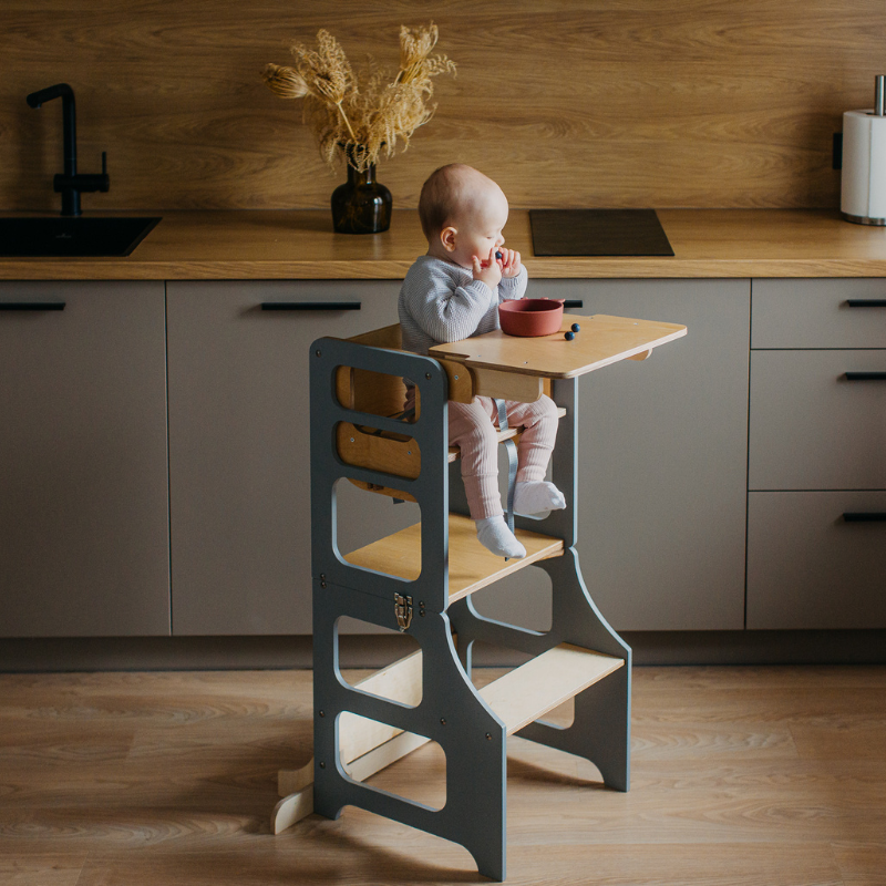 Duck Woodworks, hopfällbar kökspall med barnstol