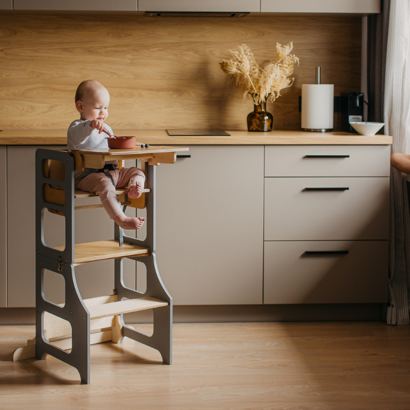 Duck Woodworks, hopfällbar kökspall med barnstol - Bild 20