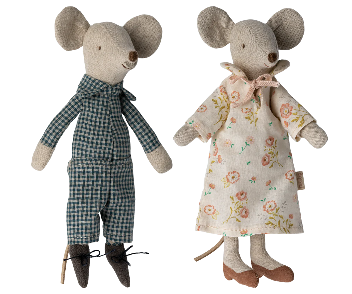 Maileg, mormor och morfar mus i cigarettask