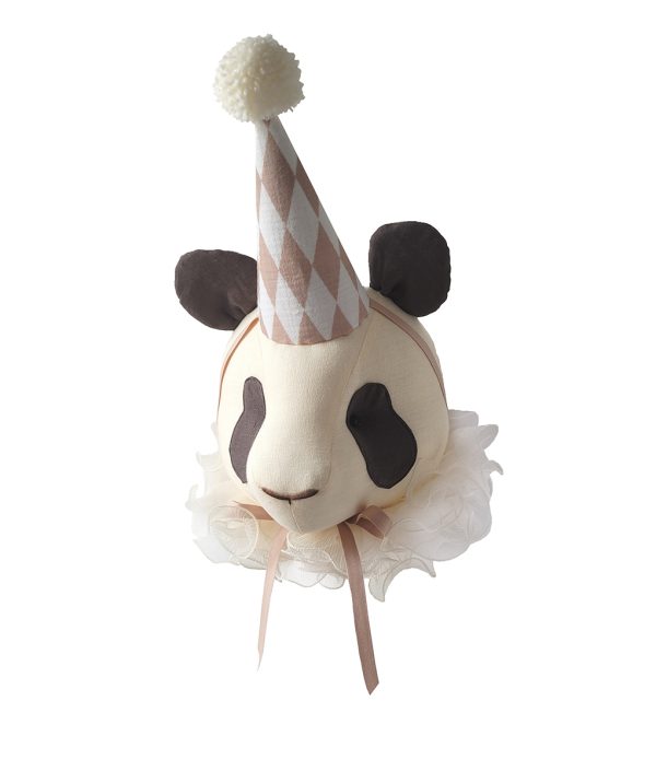 Väggdekoration panda vanilla, djurhuvud i linne