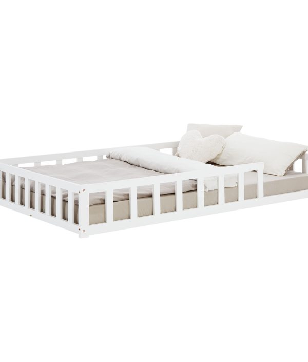 Montessori vit barnsäng med skyddskanter, 120x200 cm