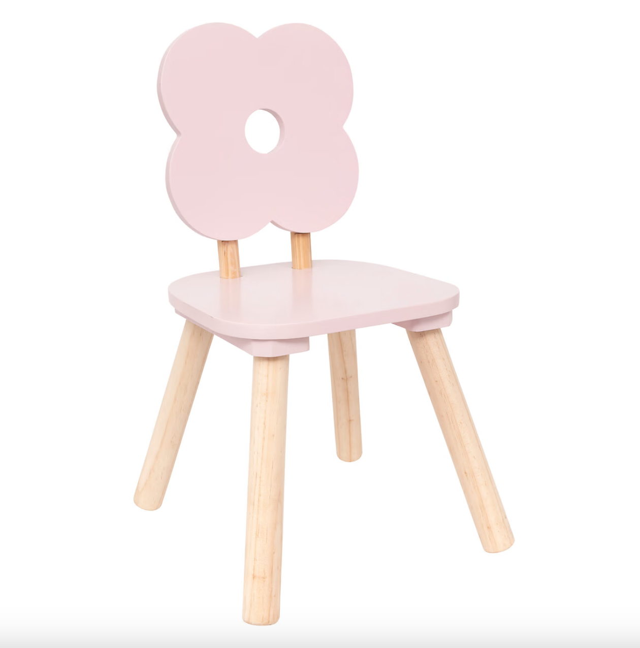 Trästol till barnrummet, rosa blomma