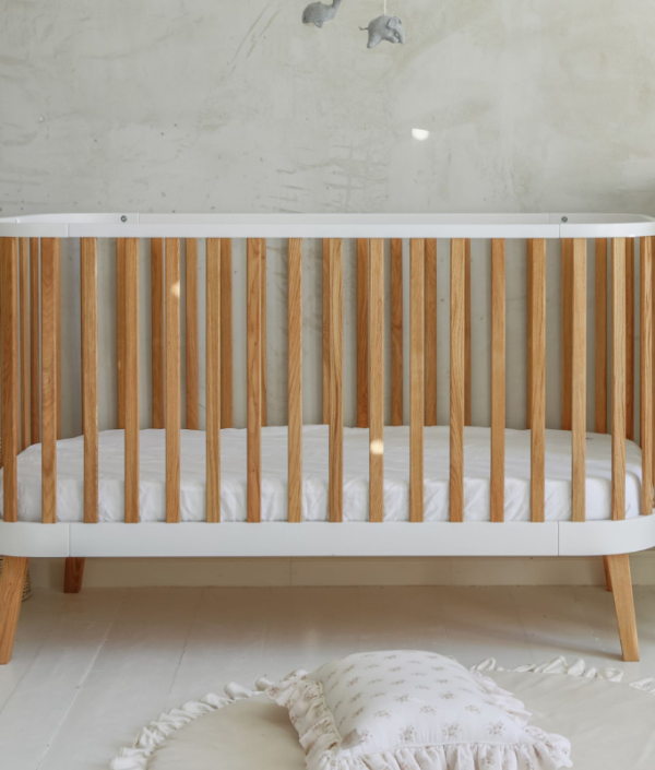 Vit/natur spjälsäng Viva Luna