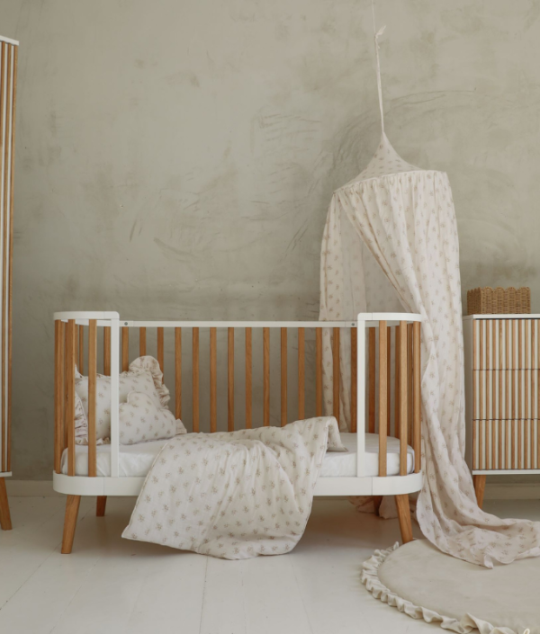 Vit/natur spjälsäng Viva Luna