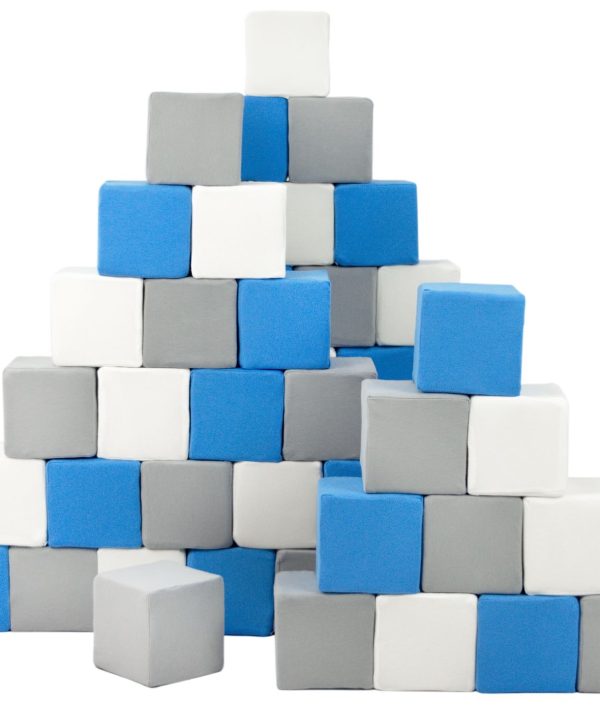Mjuka skumklossar till barnrummet, vit blå grå