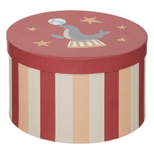 Runda pappaskar med cirkusmotiv, 3-pack, flerfärgade