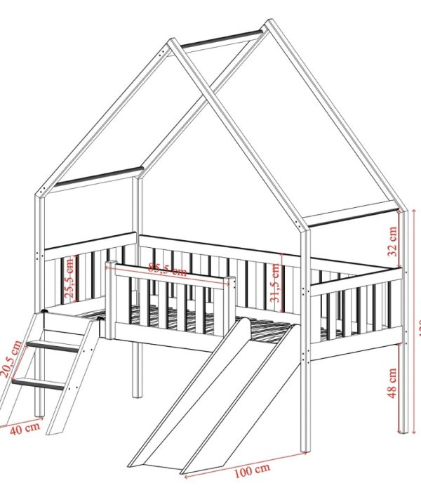 Hussäng Stella med rutschkana - 80x180 cm, Olive