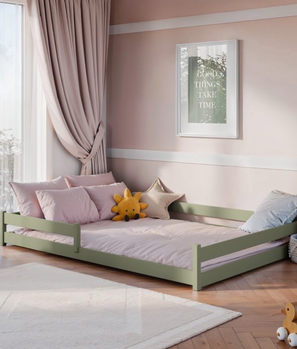 Stor juniorsäng Fiora 140x200 cm, olive