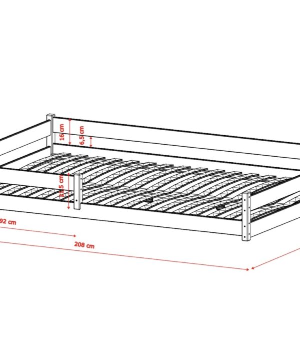 Stor juniorsäng Fiora 140x200 cm, antracit