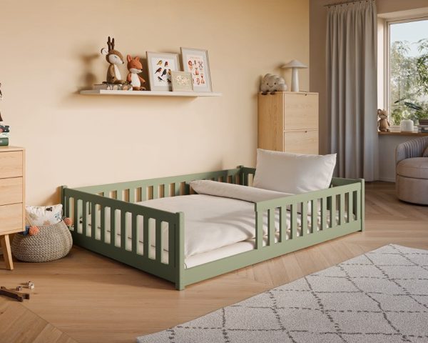 Stor juniorsäng Mira 140x200 cm, olive