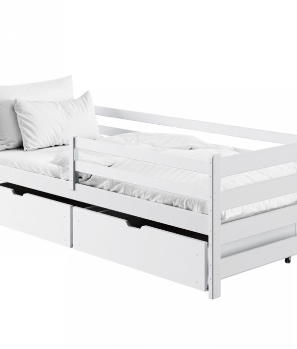 Vit barnsäng Liora 90x200 med förvaringslådor