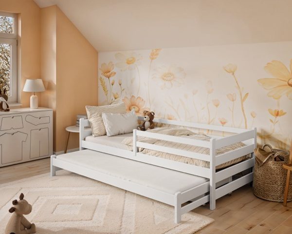 Vit barnsäng Hedda 90x200 cm med extrasäng och förvaringslådor