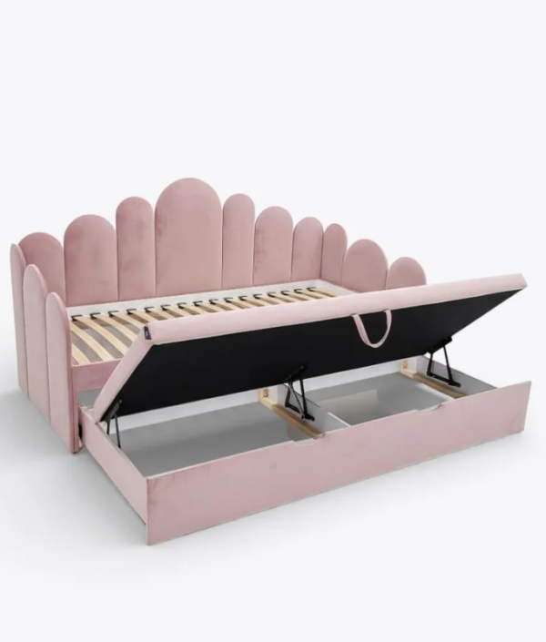 Jessa puderrosa utdragssäng 90x200 cm med förvaring