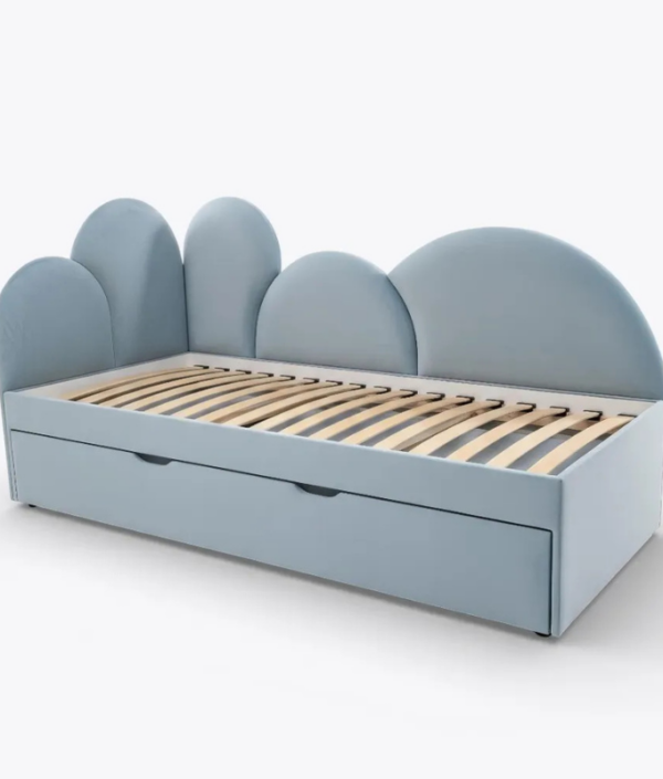 Agnes ljusblå utdragssäng 90x180 cm med förvaring