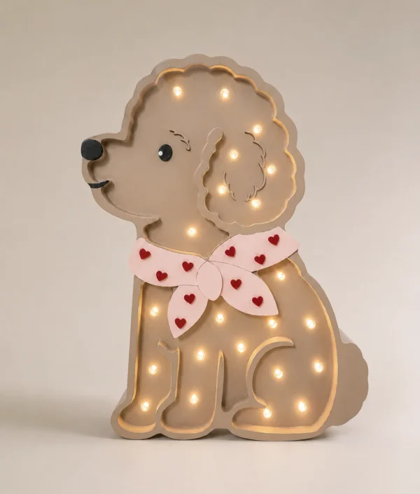 Little Lights, Nattlampa till barnrummet, Pudel Hund Lotta | Rosa