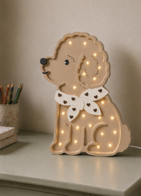 Little Lights, Nattlampa till barnrummet, Pudel Hund Lotta | Beige