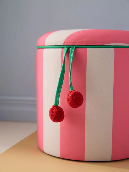 Kid's Concept, Sittpuff cylinder med förvaring rosa 30 cm