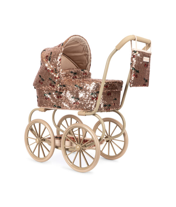 SPARKLY MINNIE DOLL PRAM CHERRY SEQUIN – Glittrande dockvagn från Konges Sløjd